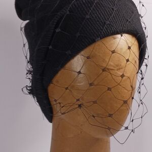 Elegant Black Veil Beanie